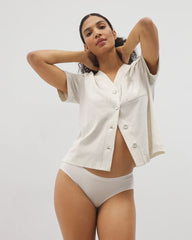 HEATHER CRYSTAL - Button-Front Pajama Tee