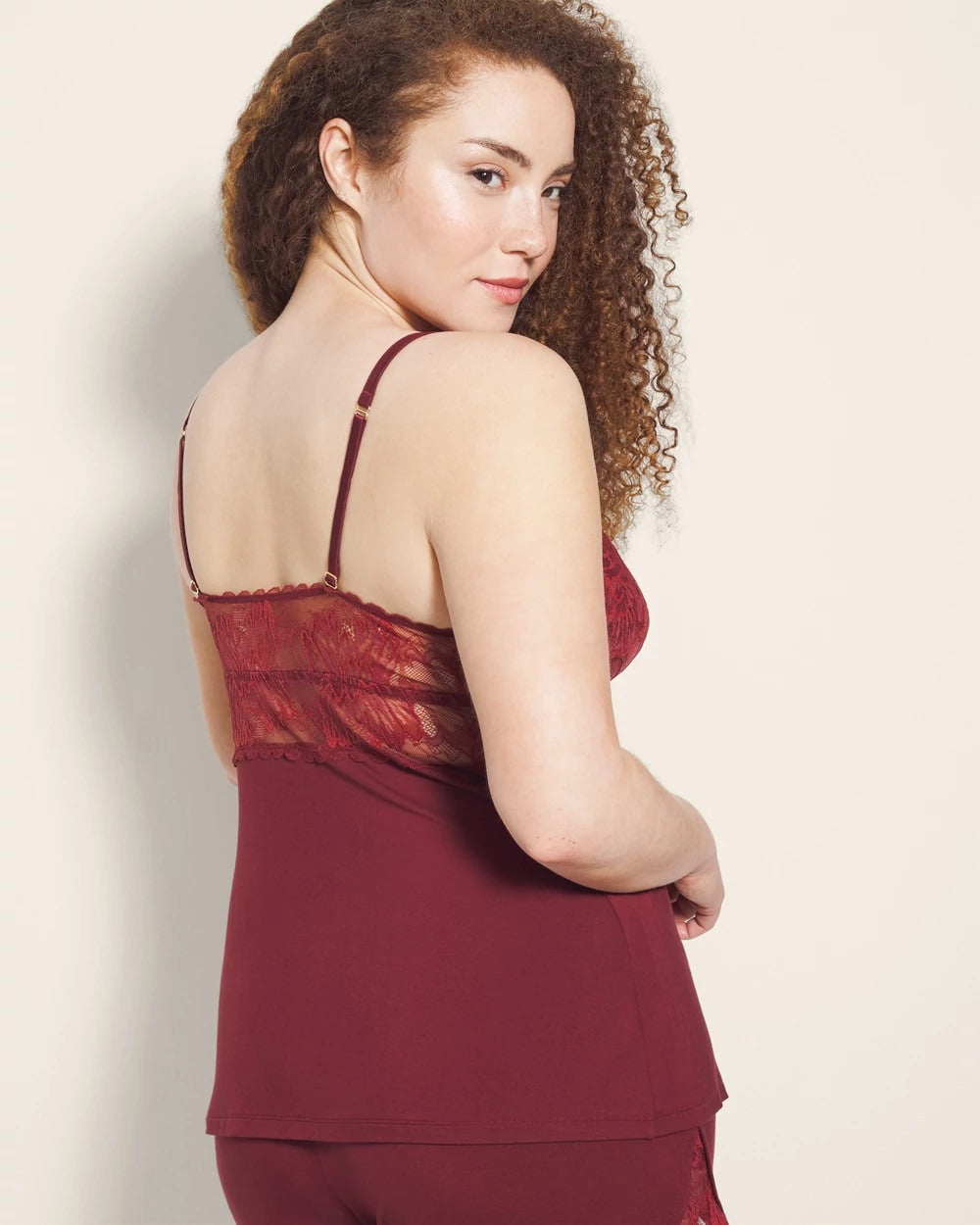 VERMILLION - Pajama Cami With Plunge Necklline