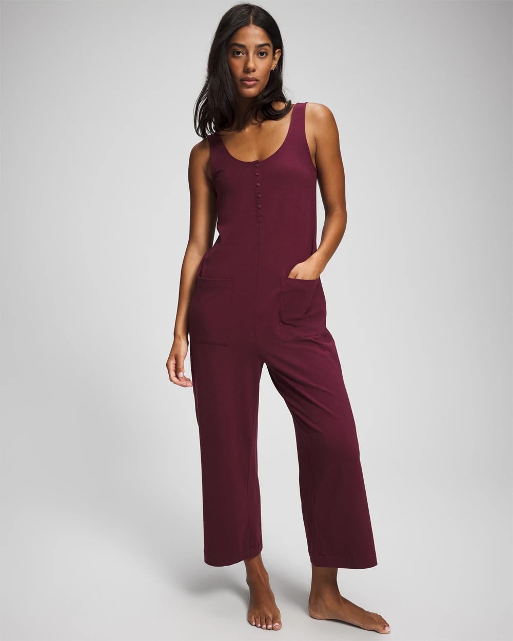VELVET PLUM - Henley Jumpsuit