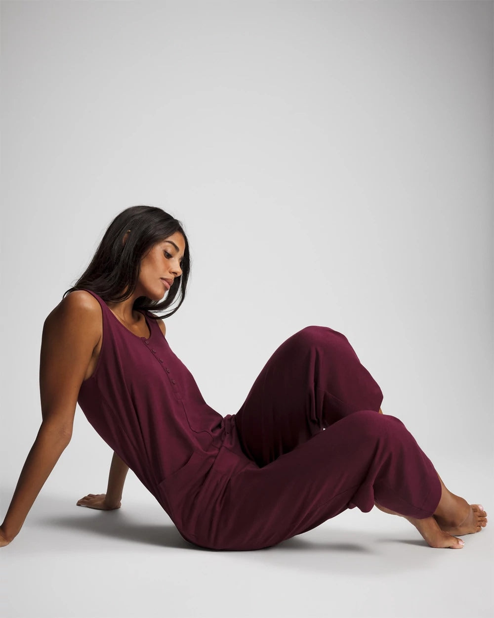 VELVET PLUM - Henley Jumpsuit
