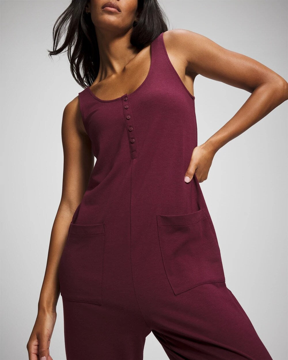 VELVET PLUM - Henley Jumpsuit