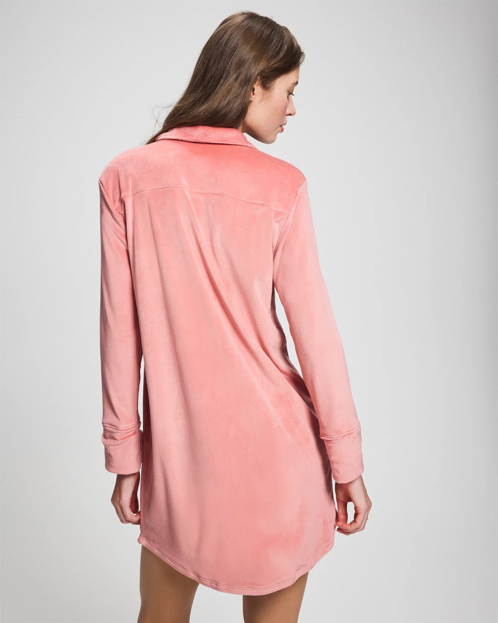 ANTIQUE PINK - Long-Sleeve Notch Collar Sleepshirt