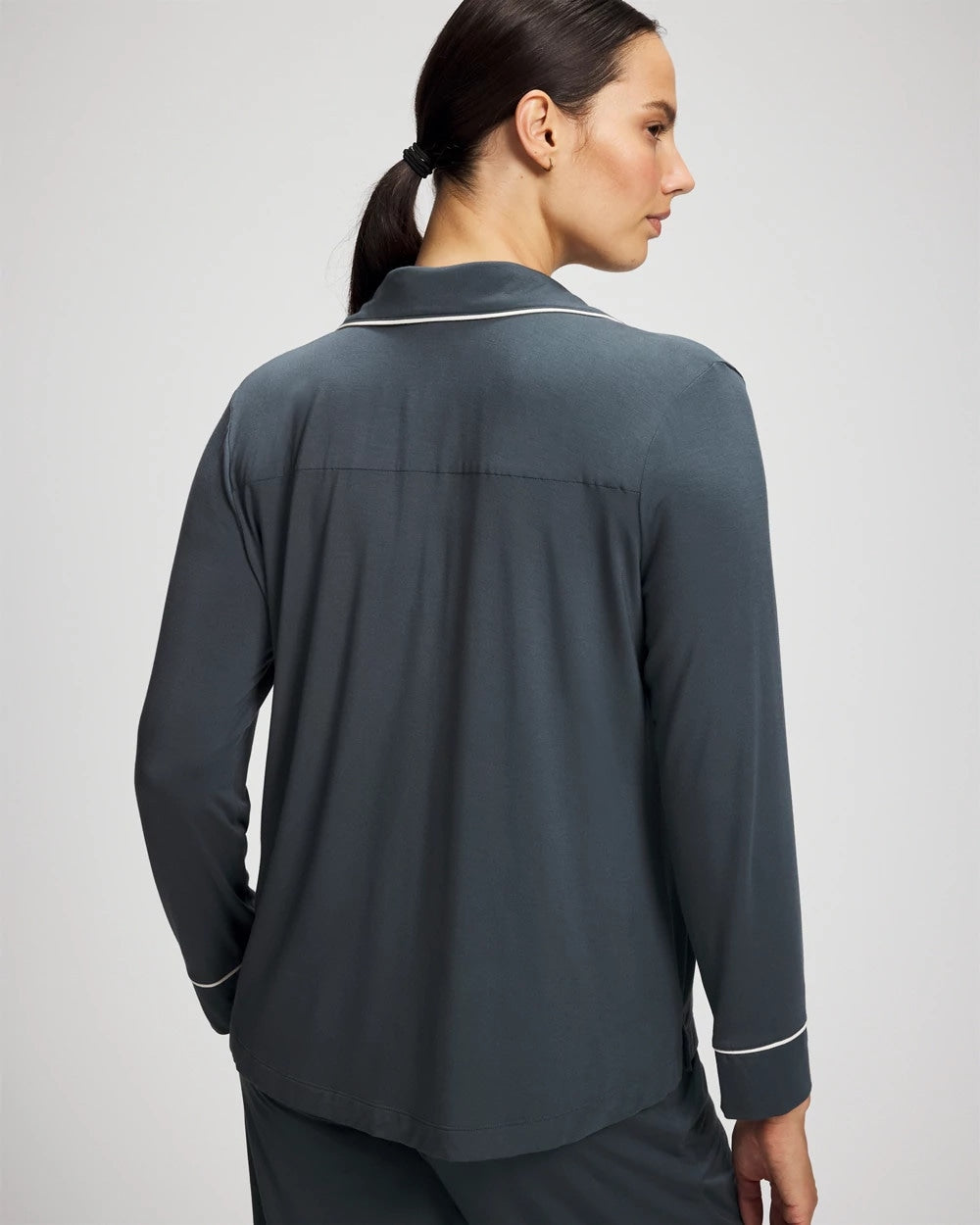 PETROL - Long-Sleeve Notch Collar Pajama Top