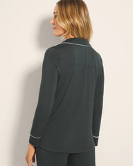 DARK EVERGLADE - Long-Sleeve Notch Collar Pajama Top