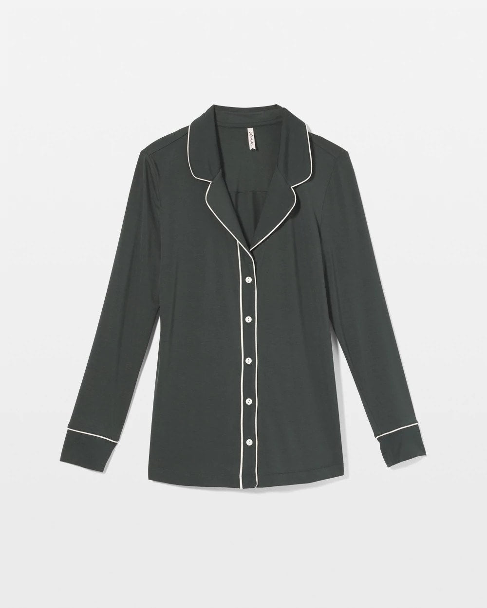 DARK EVERGLADE - Long-Sleeve Notch Collar Pajama Top