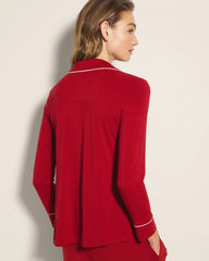 PAINT THE TOWN RED - Long-Sleeve Notch Collar Pajama Top
