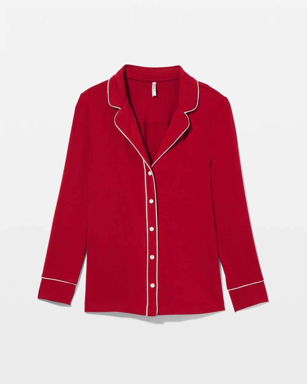 PAINT THE TOWN RED - Long-Sleeve Notch Collar Pajama Top