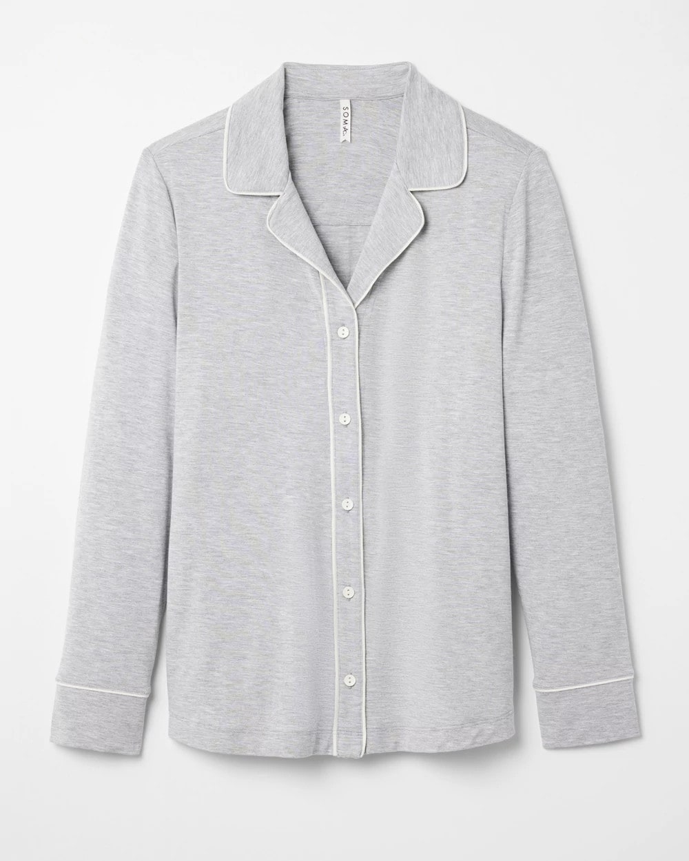 HEATHER OPAL GRAY - Long-Sleeve Notch Collar Pajama Top