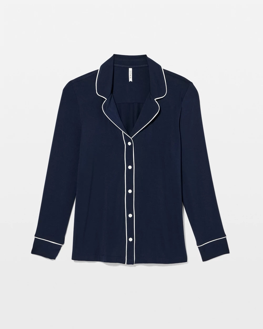 NIGHTFALL NAVY - Long-Sleeve Notch Collar Pajama Top