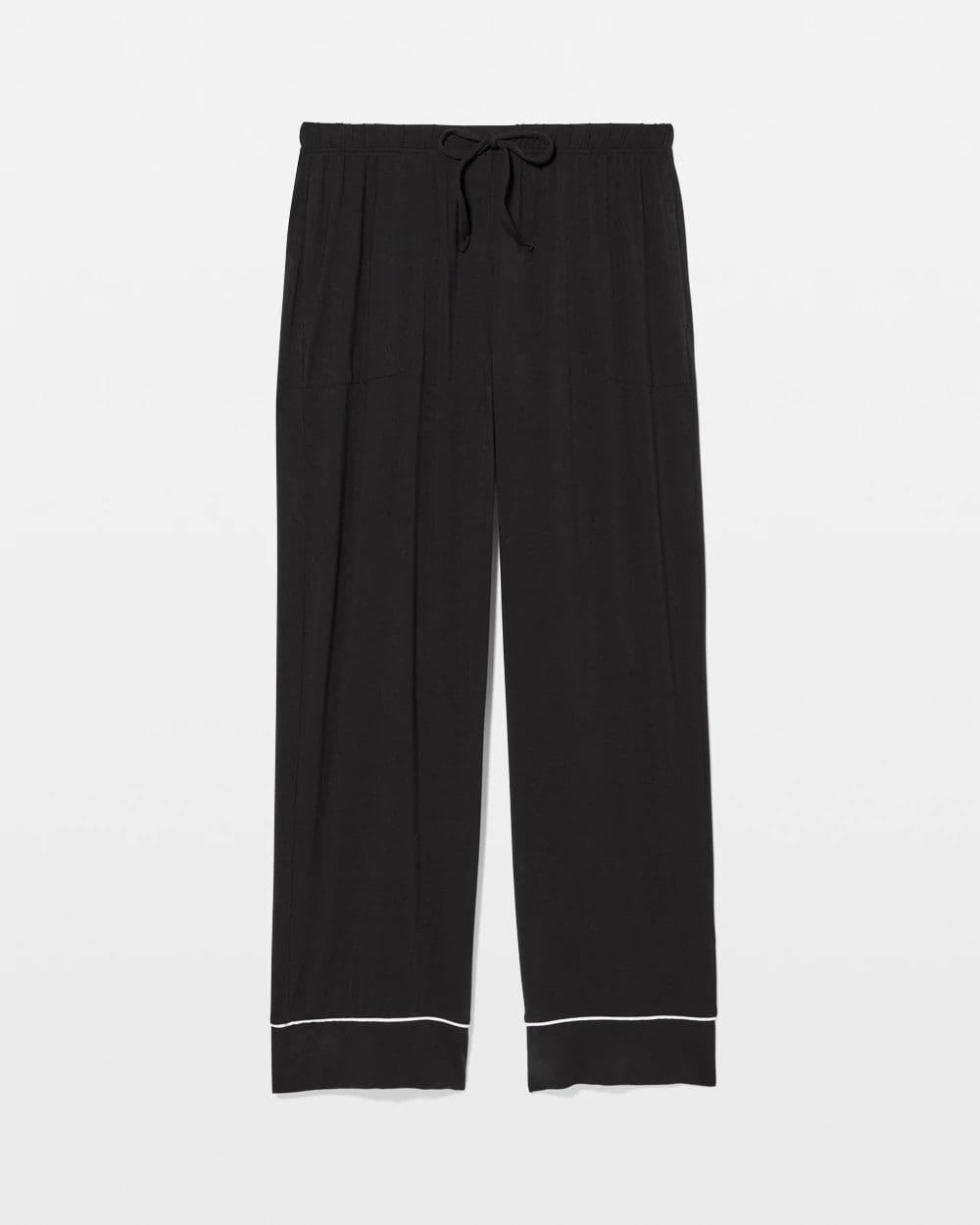 BLACK - Solid Piped Pajama Pants