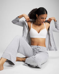 HEATHER OPAL GRAY - Solid Piped Pajama Pants