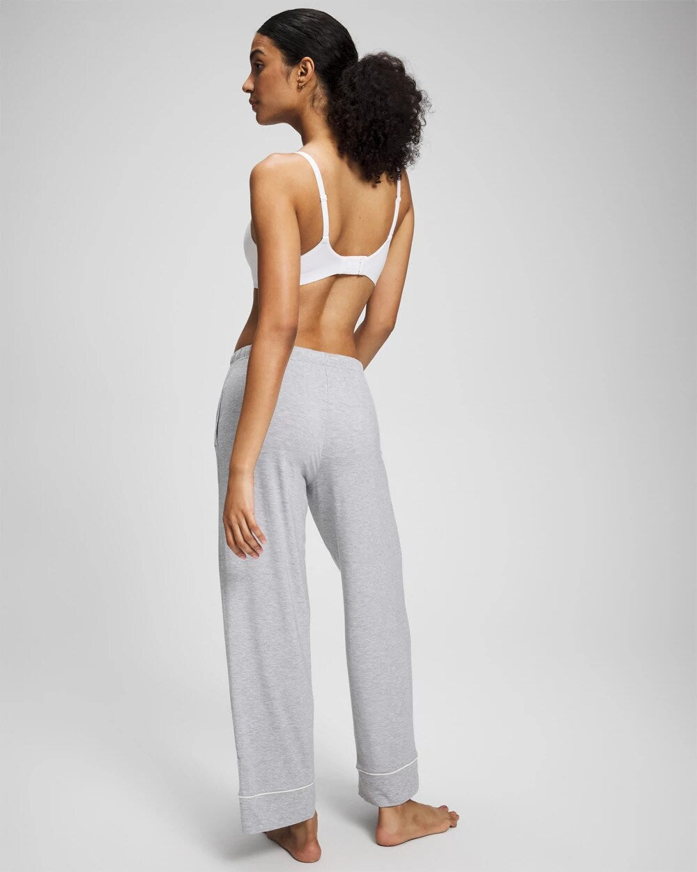 HEATHER OPAL GRAY - Solid Piped Pajama Pants
