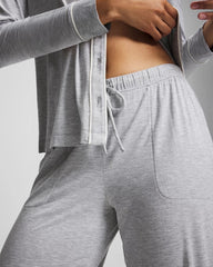 HEATHER OPAL GRAY - Solid Piped Pajama Pants