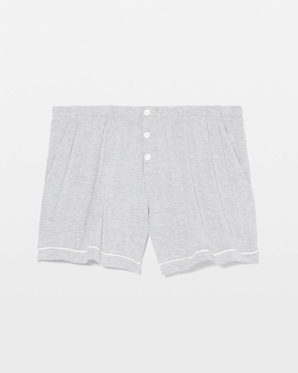 HEATHER OPAL GRAY - Solid Piped Pajama Shorts