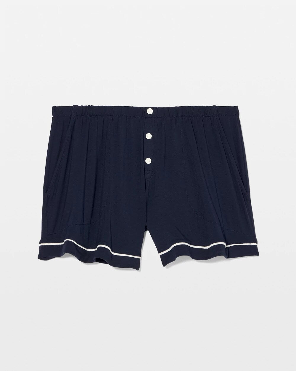 NIGHTFALL NAVY - Solid Piped Pajama Shorts
