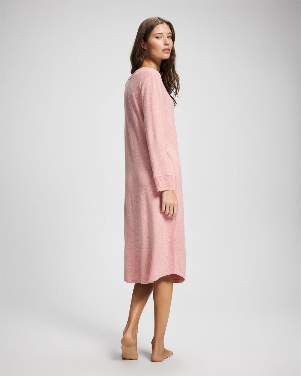 CAMEO PINK/DUSTY ROSE - Long Sleeve Midi Sleepshirt