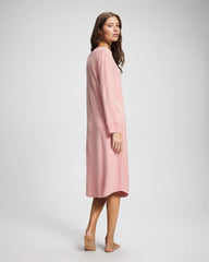 CAMEO PINK/DUSTY ROSE - Long Sleeve Midi Sleepshirt