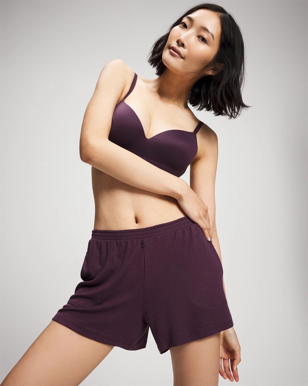 PLUM PERFECT - Lightweight Rib Knit Pajama Shorts