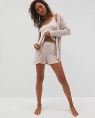 HEATHER BARELY THERE - Lightweight Rib Knit Pajama Shorts