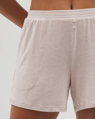 HEATHER BARELY THERE - Lightweight Rib Knit Pajama Shorts
