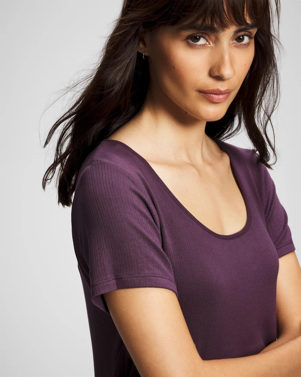 PLUM PERFECT - Lightweight Rib Knit Short Sleeve Pajama Tee