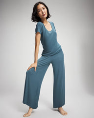 TAPESTRY - Lightweight Rib Knit Short Sleeve Pajama Tee