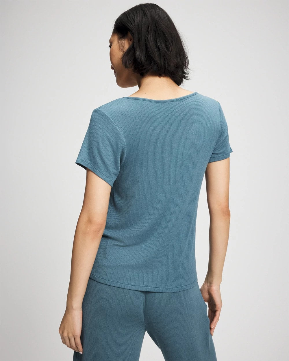 TAPESTRY - Lightweight Rib Knit Short Sleeve Pajama Tee