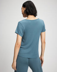 TAPESTRY - Lightweight Rib Knit Short Sleeve Pajama Tee