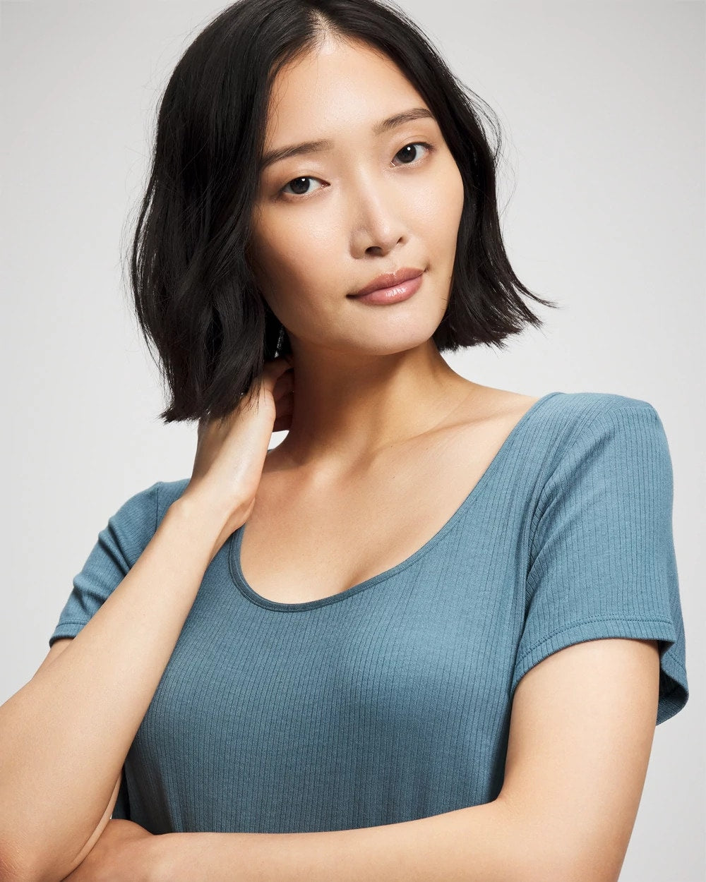 TAPESTRY - Lightweight Rib Knit Short Sleeve Pajama Tee