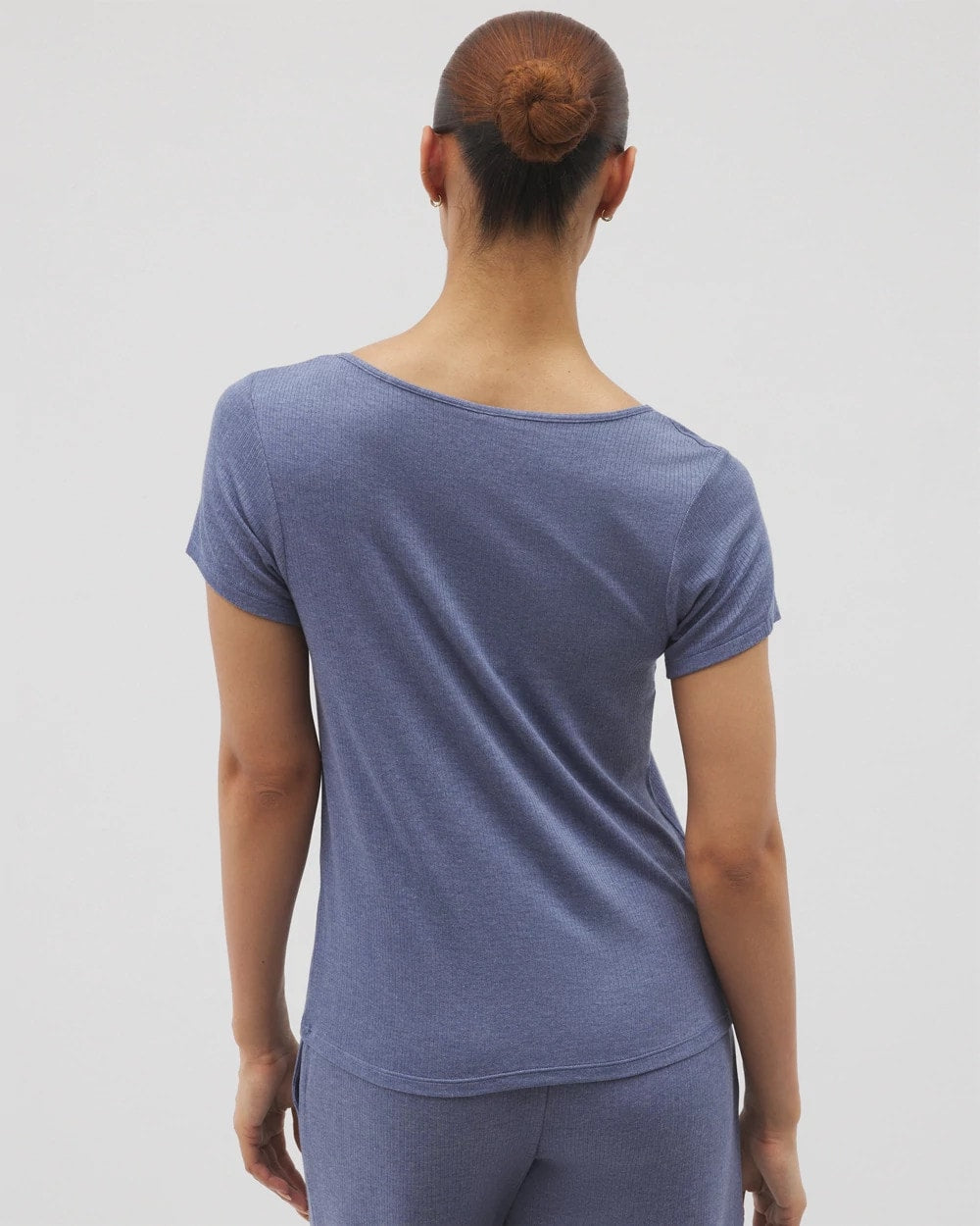 HEATHER DUSK - Lightweight Rib Knit Short Sleeve Pajama Tee