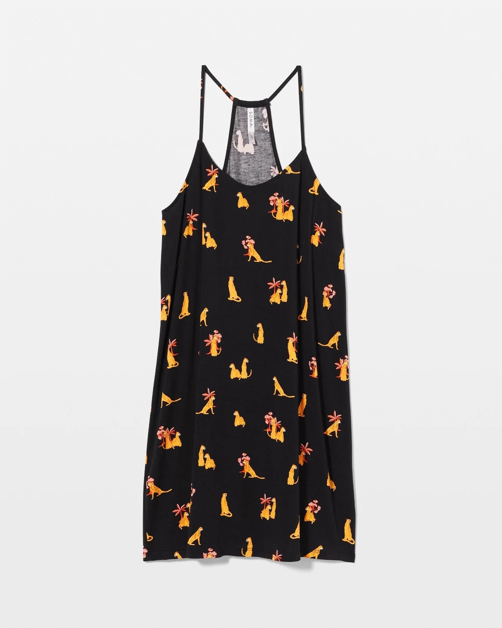 FELINE FUN MID BLK - Strappy Sleepshirt