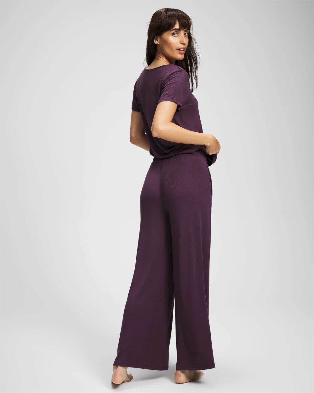 PLUM PERFECT - Lightweight Rib Knit Wide Leg Pajama Pants