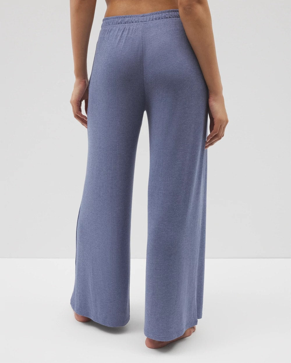 HEATHER DUSK - Lightweight Rib Knit Wide Leg Pajama Pants