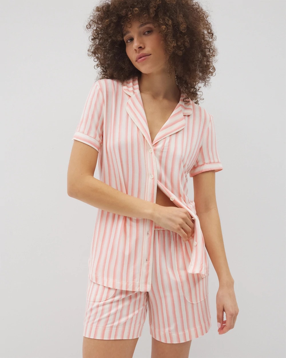 SUNNY STRIPES CHAMPAGNE - Long Pajama Shorts
