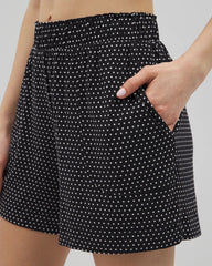 THOUGHTFUL DOT BLACK - Long Pajama Shorts