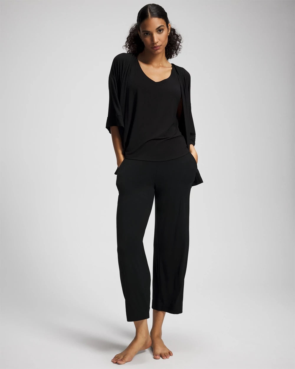 BLACK - V-Neck Pajama Tank