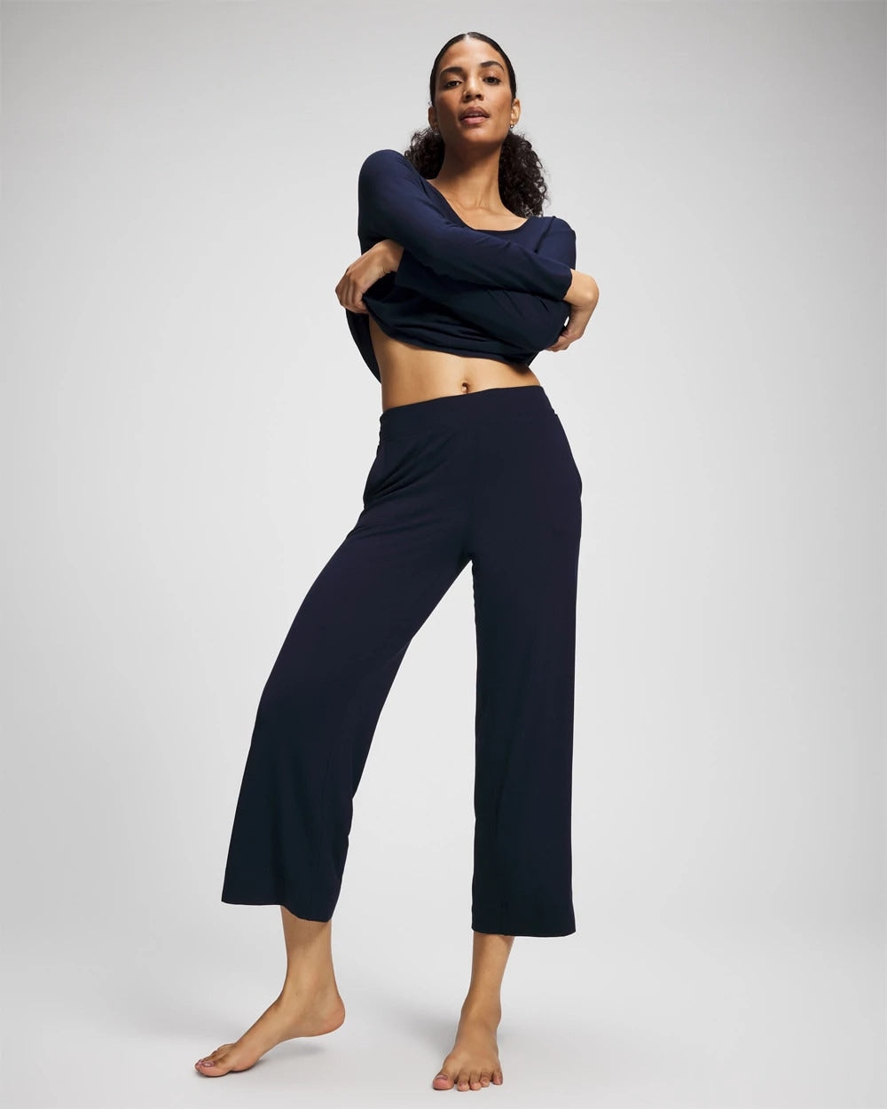 NIGHTFALL NAVY - Cropped Pajama Pants