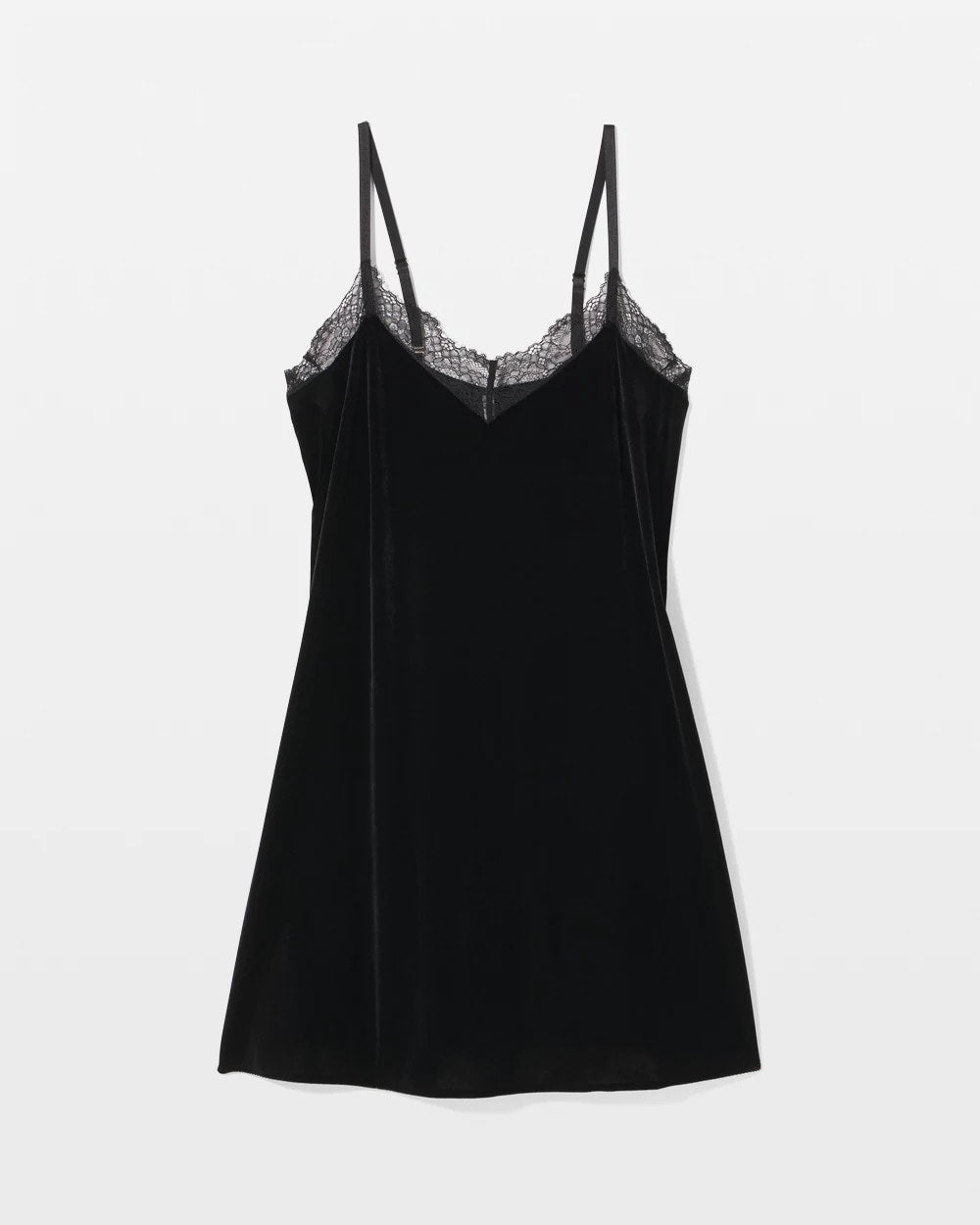 BLACK - Velvet Lace Trim Chemise