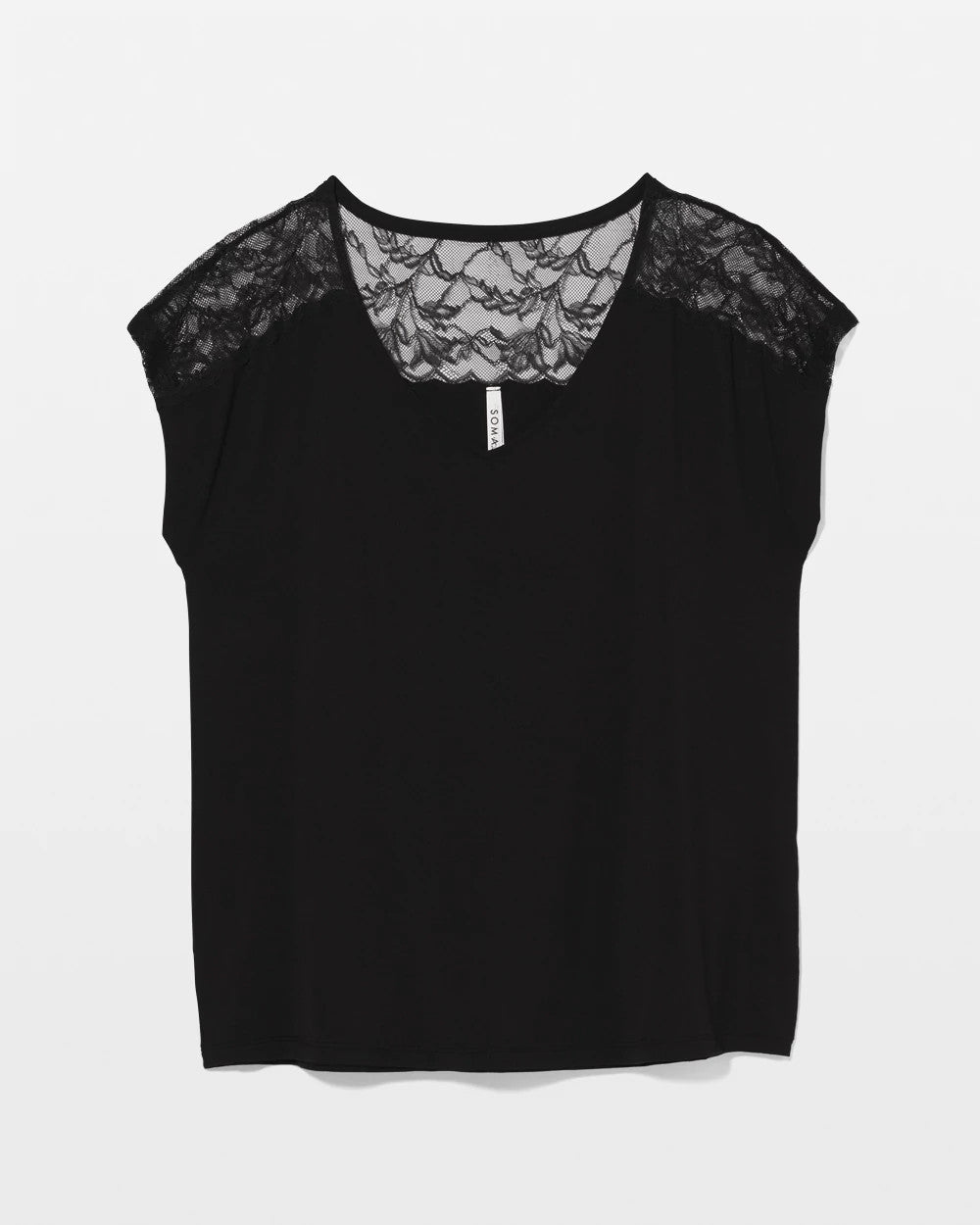 BLACK - Short Sleeve Lace Pajama Tee