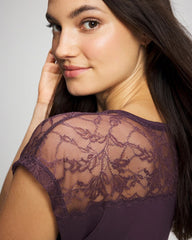 PLUM PERFECT - Short Sleeve Lace Pajama Tee