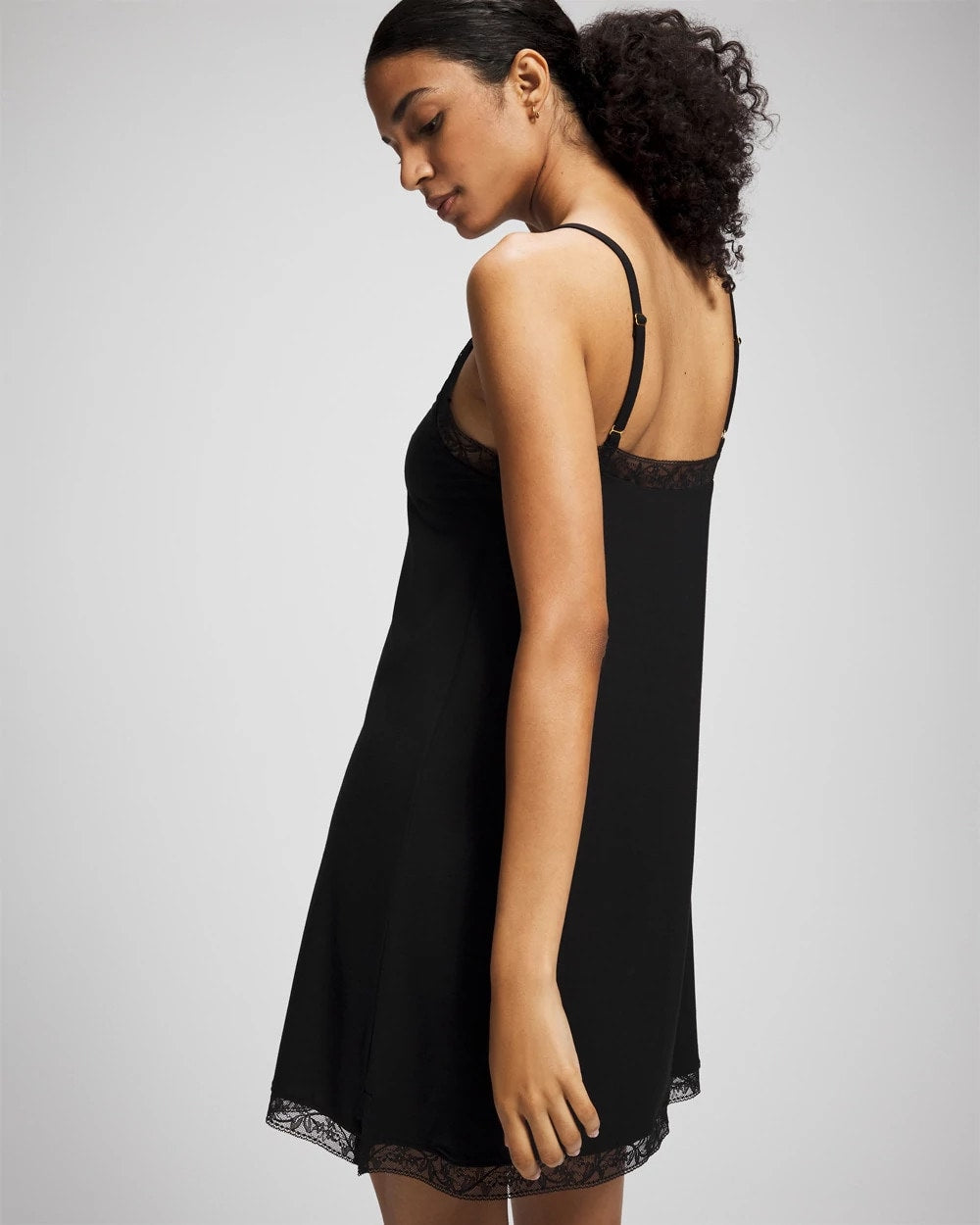 BLACK - Lace Trim Chemise