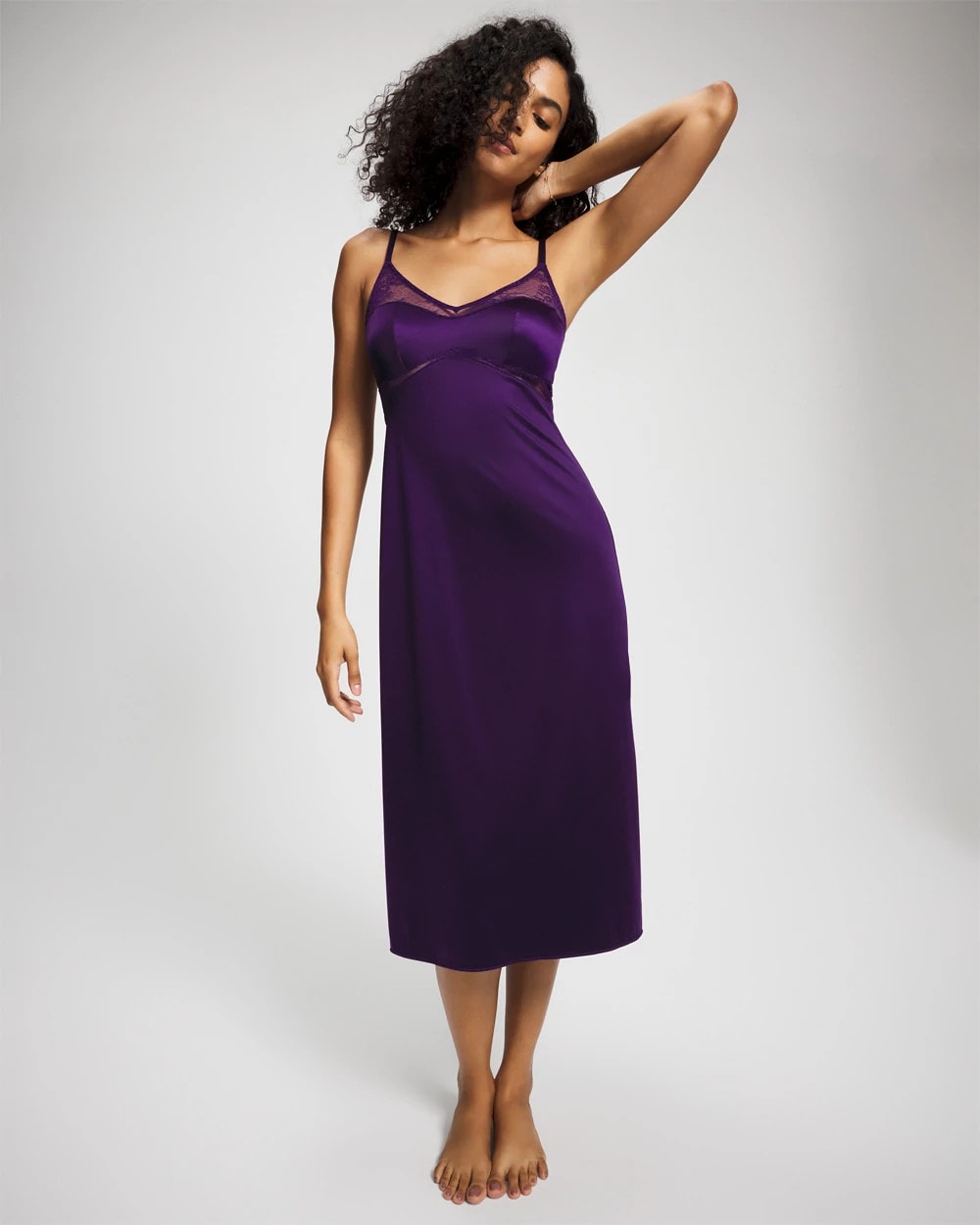 MAJESTIC PURPLE - Lace Midi Nightgown