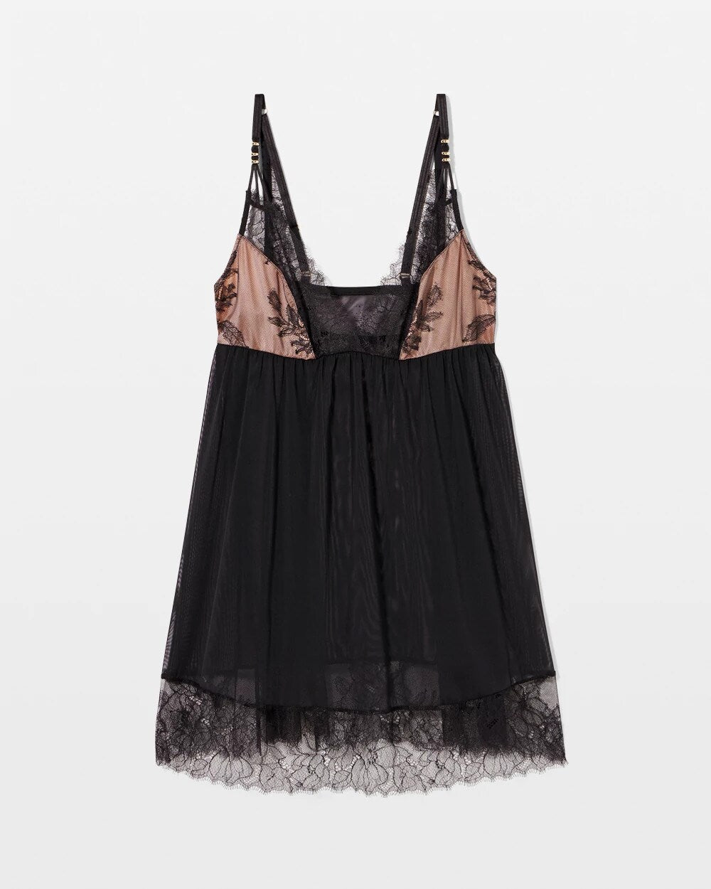 BLACK - Mesh and Lace Chemise