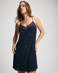 SILVER DEW DROP/NAVY - Mesh Trim Chemise