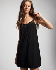 BLACK - Mesh Trim Chemise