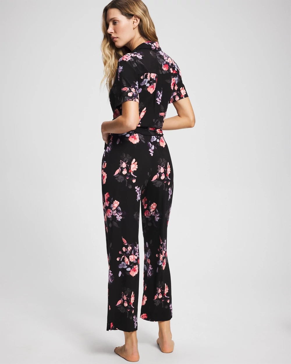 FLORAL DREAMS BLACK - Ankle Pajama Pants