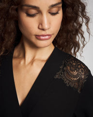 BLACK - Long Robe with Lace