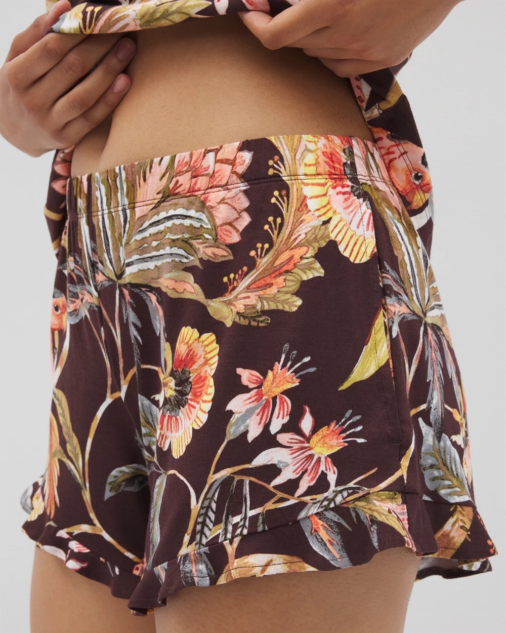 PARROT-DISO PLUME G PLUM - Ruffle Pajama Shorts