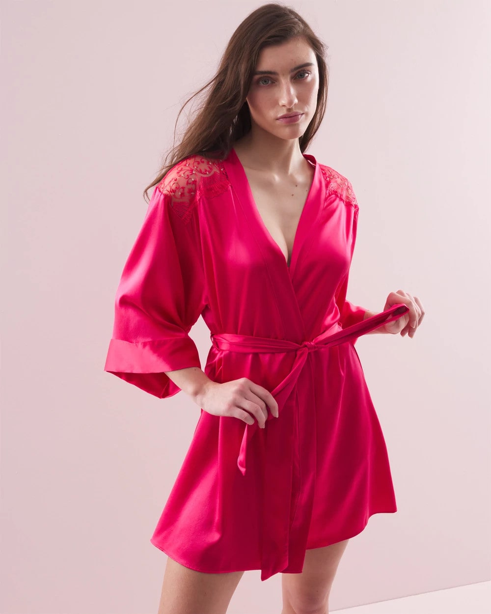 PERFECT PINK - Silk Short Robe