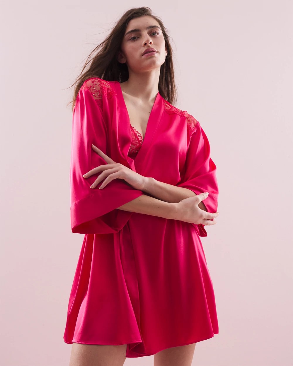 PERFECT PINK - Silk Short Robe